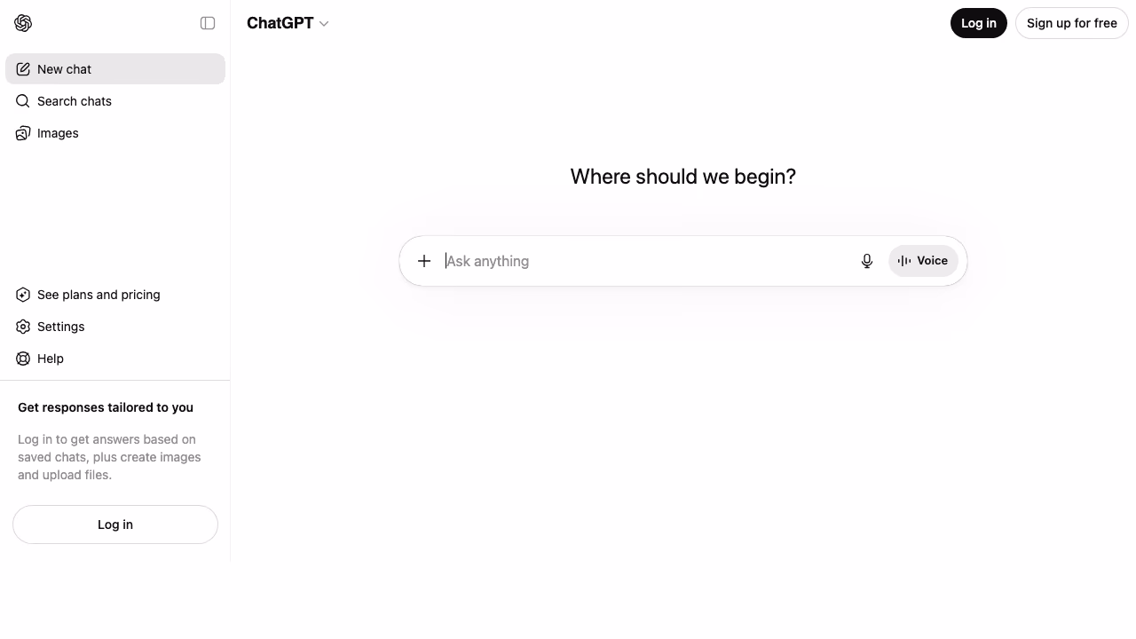 ChatGPT homepage screenshot