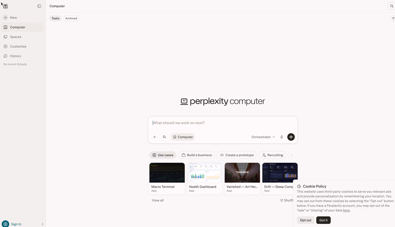 Perplexity AI screenshot