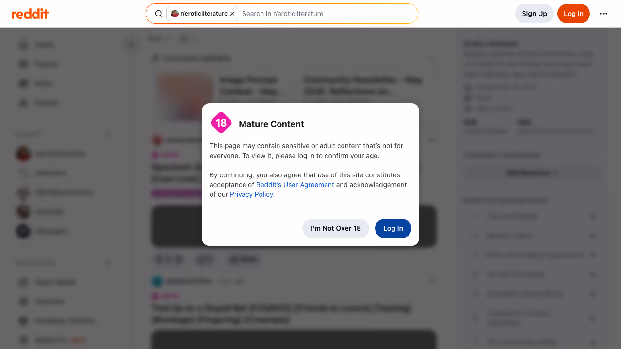 r/EroticLiterature subreddit screenshot