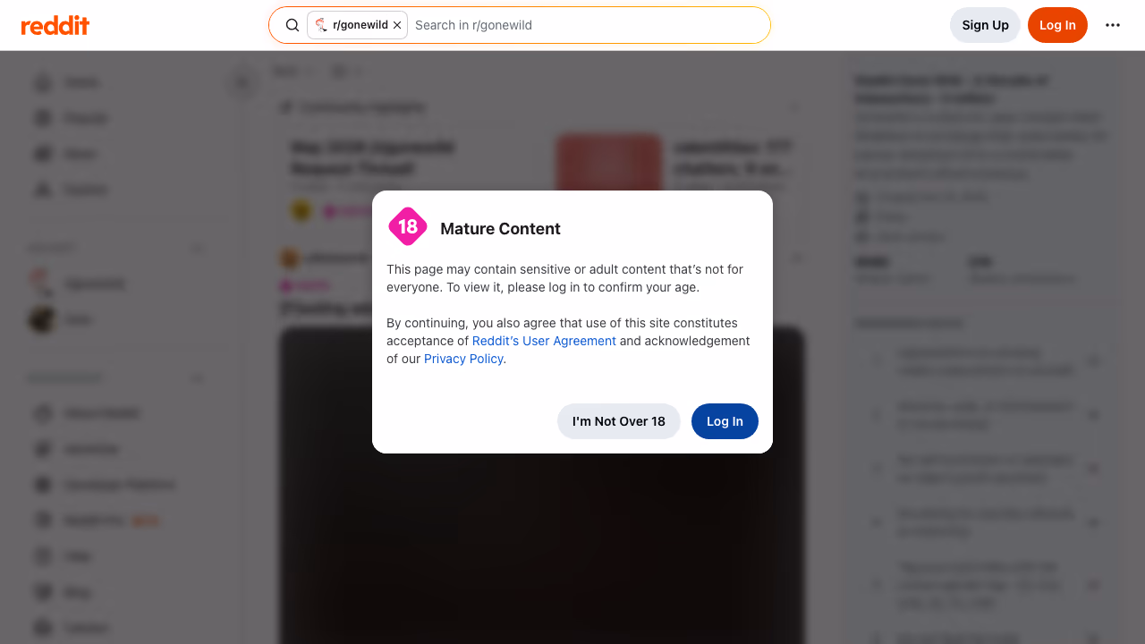 r/gonewild subreddit screenshot