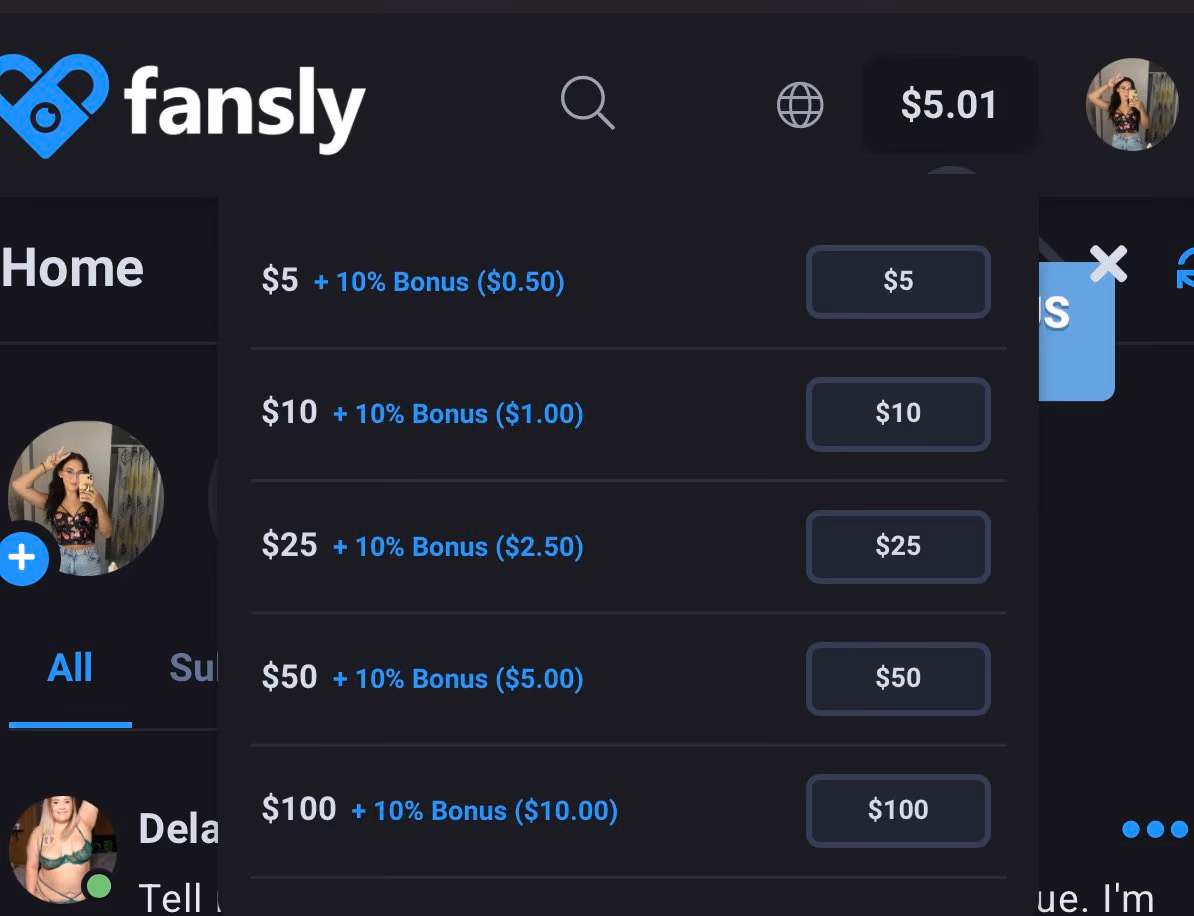 Fansly platform screenshot