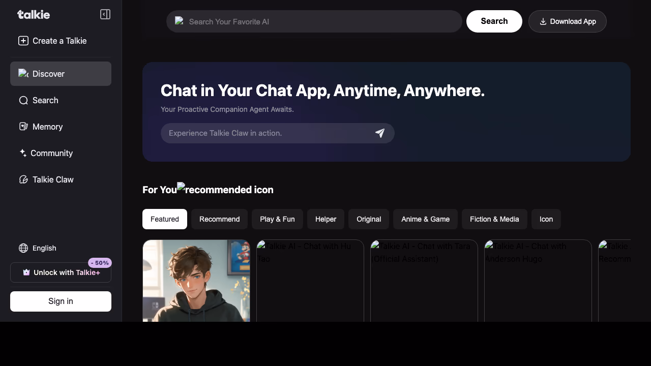 Talkie AI screenshot