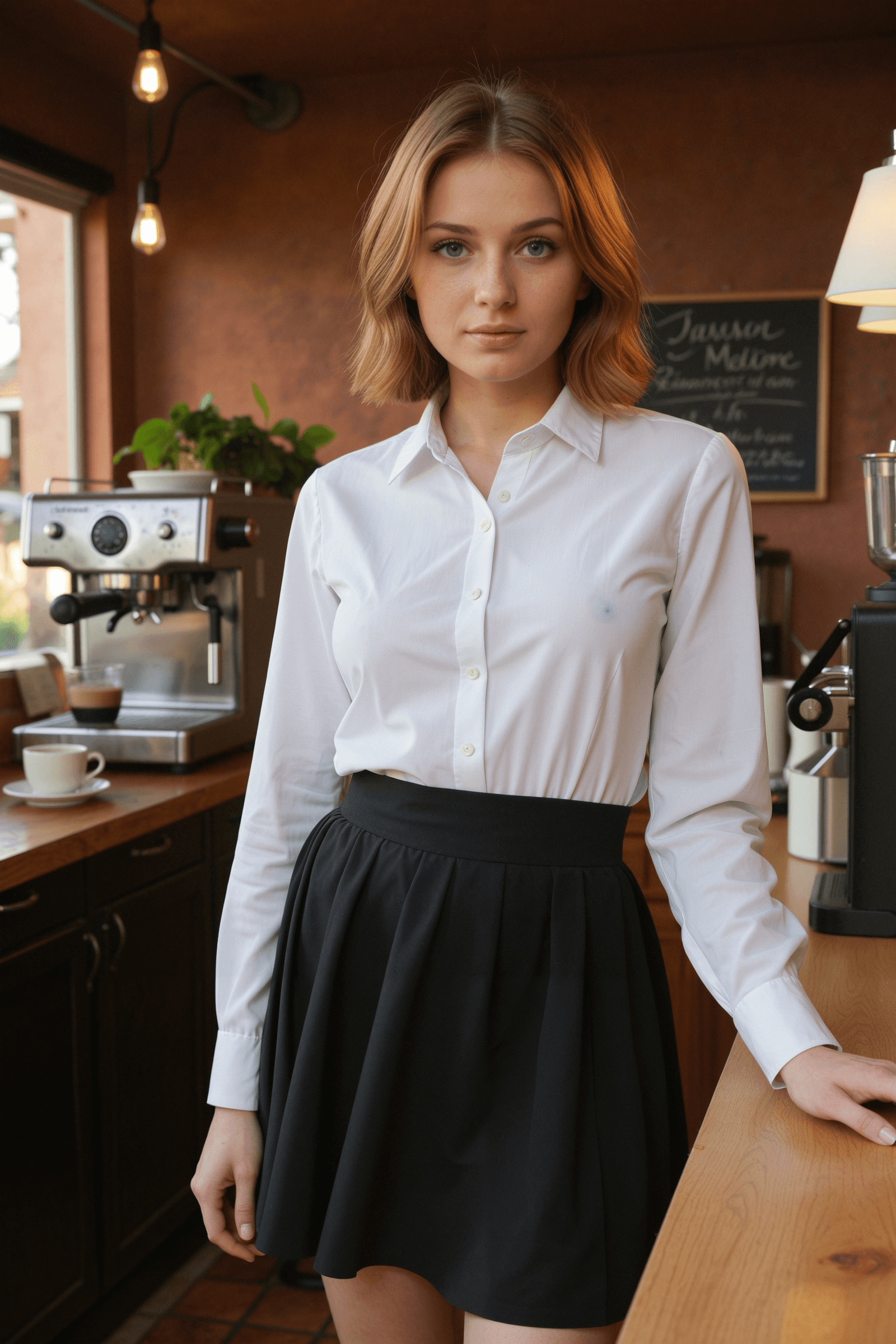 Monika's Lingering Gaze Over Espresso