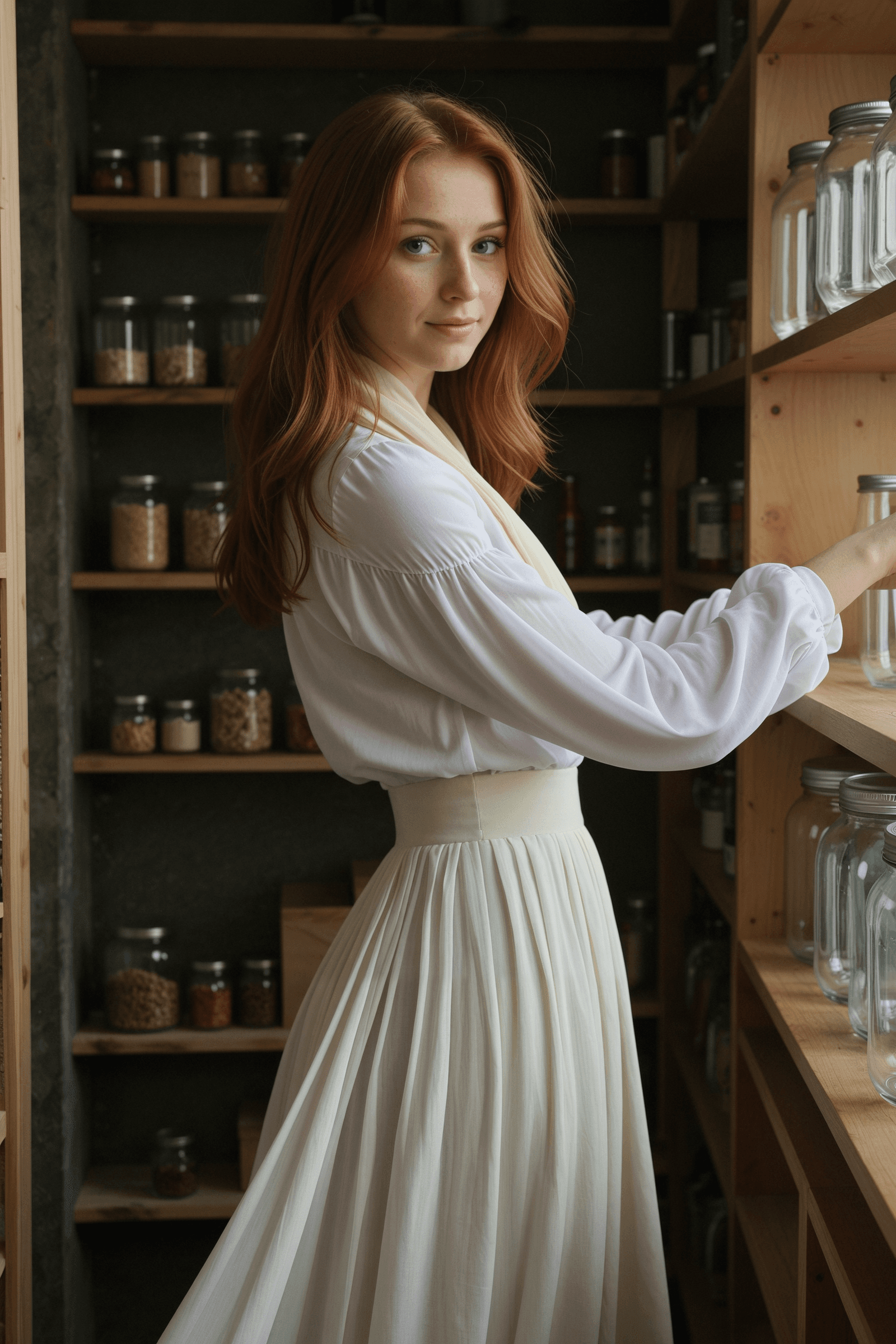 Monika's Unveiled Rhythm in the Pantry